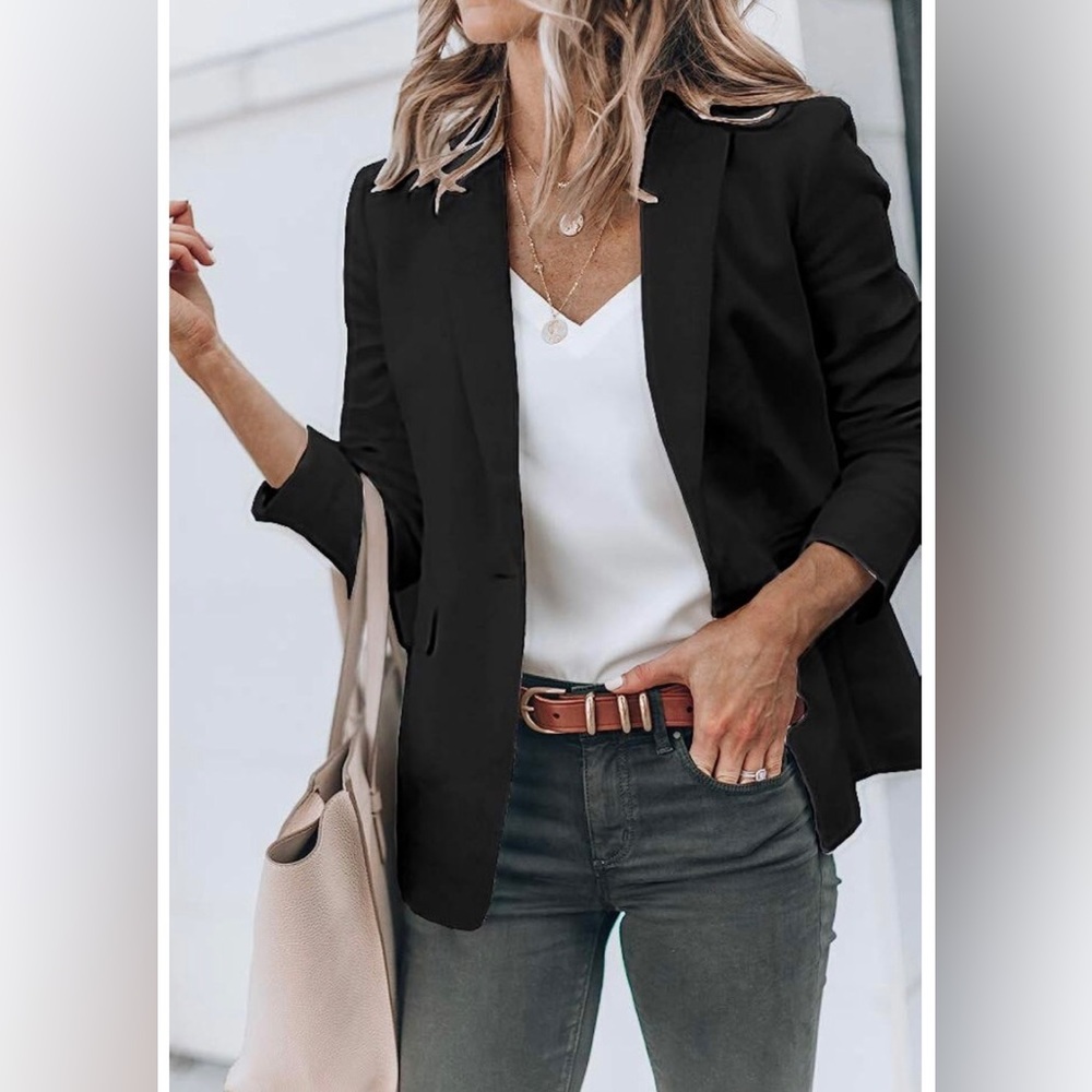 Cicy Bell Open Front Long Sleeve Casual Blazer